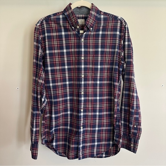 J. Crew Other - J. Crew Casual Blue & Red 2-Ply 100% Cotton Plaid Button Up Pocket Shirt - S
